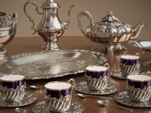 midpoly silver service set 9 items 3D Model