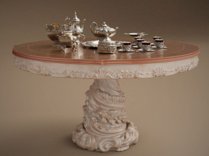 midpoly silver service set 9 items 3D Model