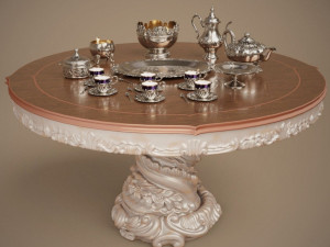 midpoly silver service set 9 items 3D Model