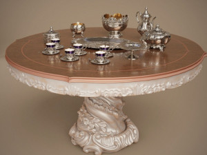 midpoly silver service set 9 items 3D Model