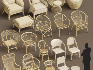wicker chair set a Modelo 3D