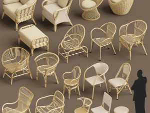 wicker chair set a Modèle 3D