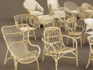 wicker chair set a Modèle 3D