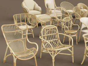 wicker chair set a 3D Model