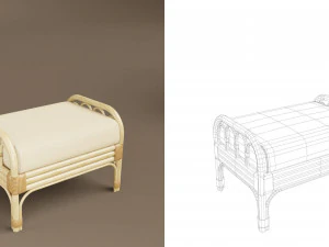 wicker chair set a 3D Model