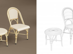 wicker chair set a Modèle 3D