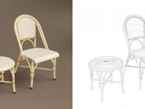 wicker chair set a 3D Model