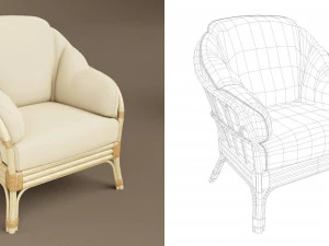 wicker chair set a 3D Model