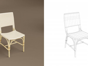 wicker chair set a Modèle 3D