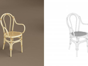 wicker chair set a Modèle 3D