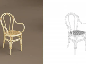 wicker chair set a 3D Model