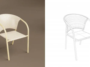 wicker chair set a 3D Model