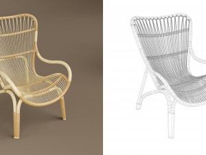 wicker chair set a Modèle 3D