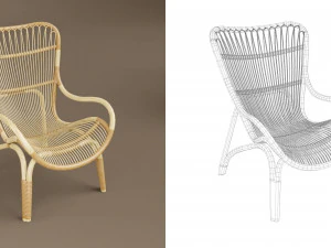 wicker chair set a 3D Model