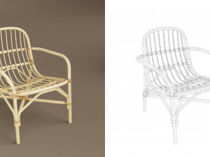 wicker chair set a Modèle 3D