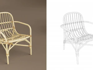 wicker chair set a 3D Model
