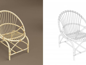 wicker chair set a Modèle 3D