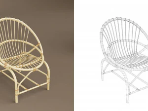 wicker chair set a 3D Model