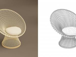 wicker chair set a Modèle 3D