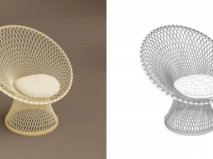 wicker chair set a 3D Model
