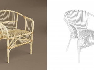 wicker chair set a Modèle 3D