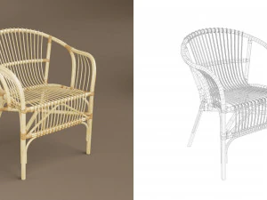 wicker chair set a 3D Model