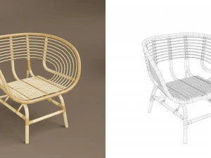 wicker chair set a 3D Model