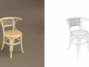 wicker chair set a Modèle 3D