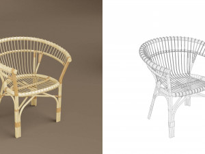 wicker chair set a Modèle 3D