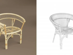 wicker chair set a 3D Model