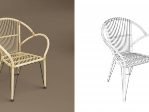wicker chair set a Modèle 3D