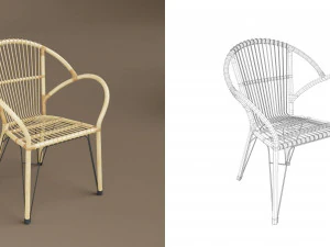 wicker chair set a 3D Model