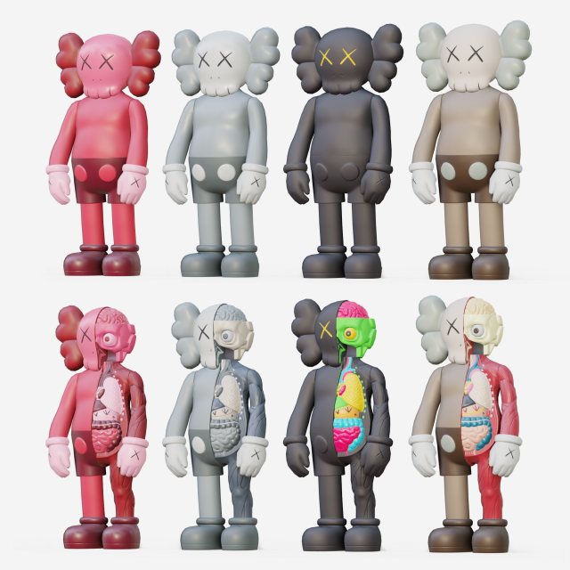 kaws flayed lowpoly pbr Modello 3D .c4d .max .obj .3ds .fbx .stl .blend 