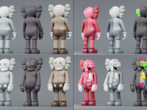 kaws flayed lowpoly pbr Modello 3D
