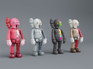 kaws flayed lowpoly pbr Modello 3D