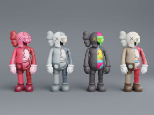kaws flayed lowpoly pbr Modello 3D