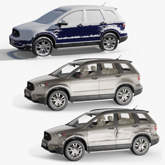 Generic SUV Snow covered wrecked Modelo 3D .c4d .max .obj .3ds .fbx .stl .blend 