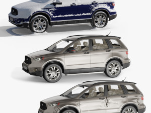 Generic SUV Snow covered wrecked 3D Model