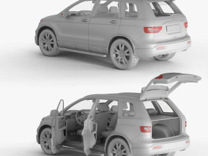 Generic SUV Snow covered wrecked 3D Model