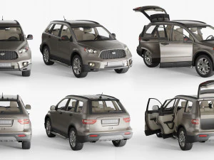 Generic SUV Snow covered wrecked 3D Model