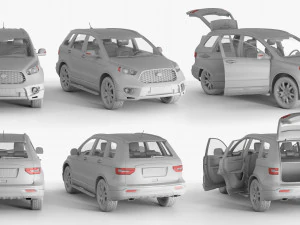 Generic SUV Snow covered wrecked 3D Model