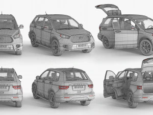 Generic SUV Snow covered wrecked 3D Model