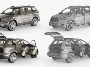 Generic SUV Snow covered wrecked 3D Model