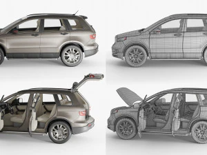 Generic SUV Snow covered wrecked 3D Model