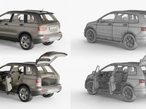 Generic SUV Snow covered wrecked 3D Model
