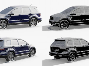 Generic SUV Snow covered wrecked 3D Model