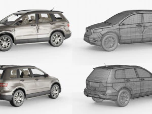 Generic SUV Snow covered wrecked 3D Model