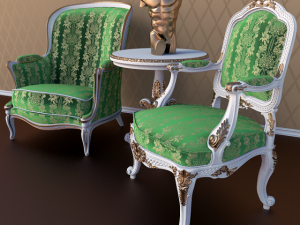 1dantique chairs set 3D मॉडल
