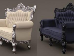 fb sofa belle de fleur french love seat 3D Model