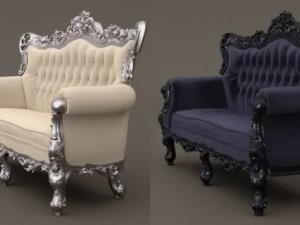 fb sofa belle de fleur french love seat 3D Model